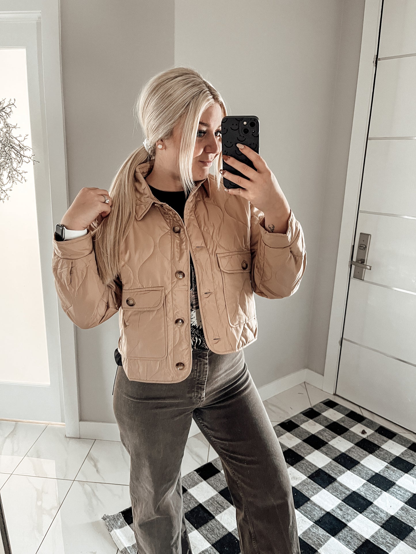 The Button Up Crop Quilted Jacket